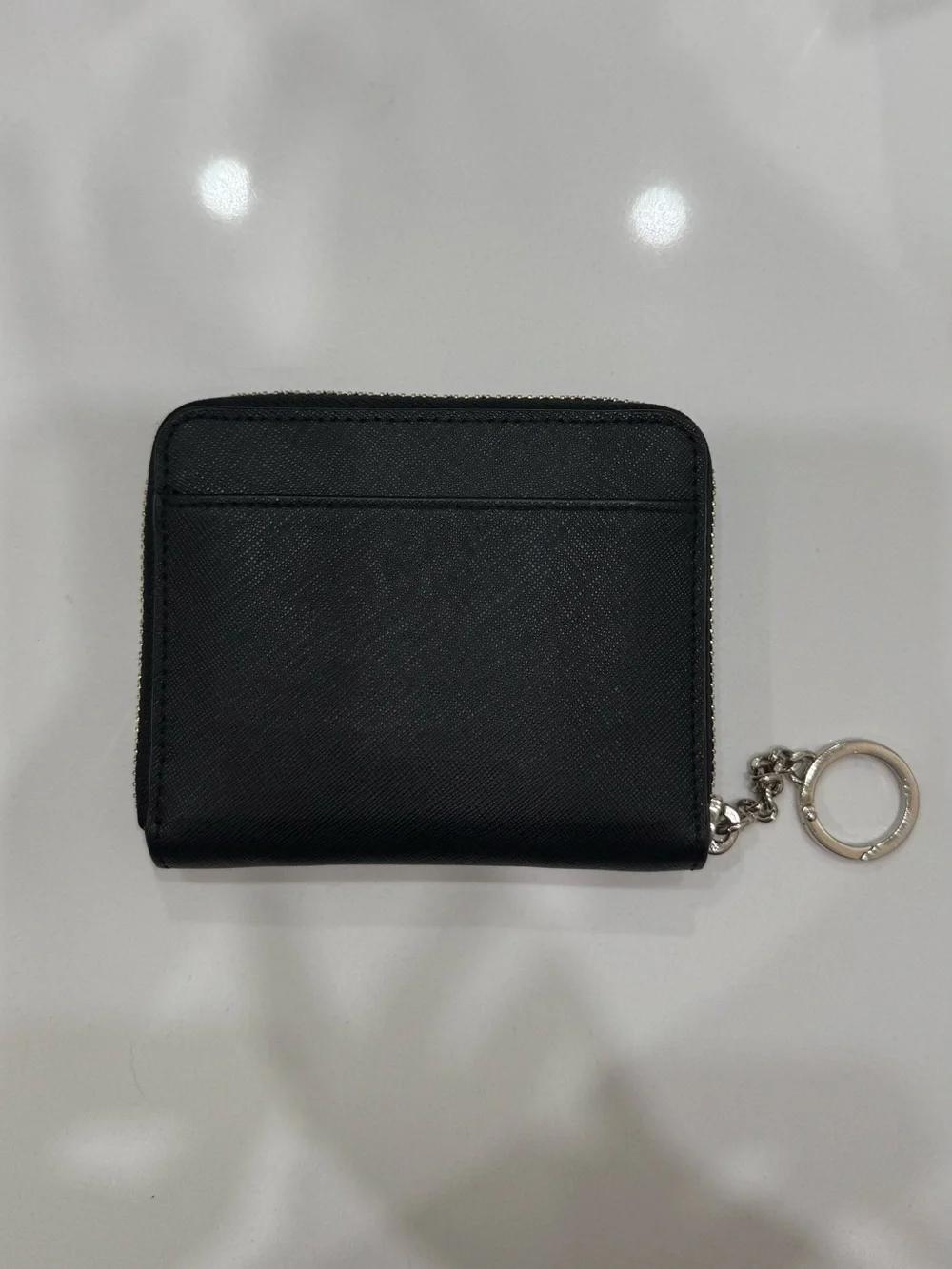 kate spade black zip-around leather wallet with keyring